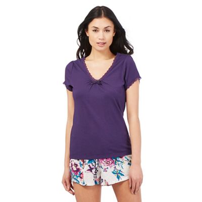 Lounge & Sleep Purple lace trim pyjama top